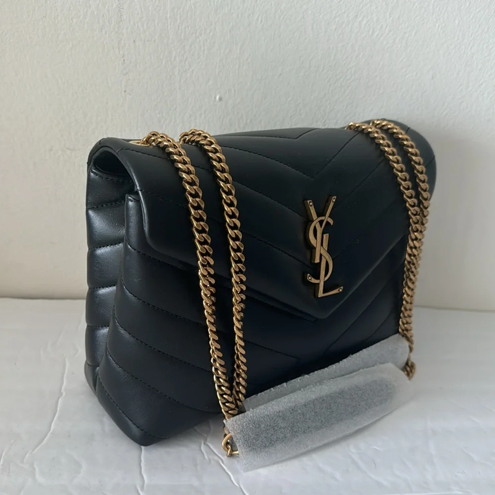 YSL Saint Laurent Small Loulou Chain Leather Shoulder Bag Black - Picture 7 of 14